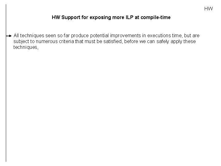 HW HW Support for exposing more ILP at compile-time All techniques seen so far