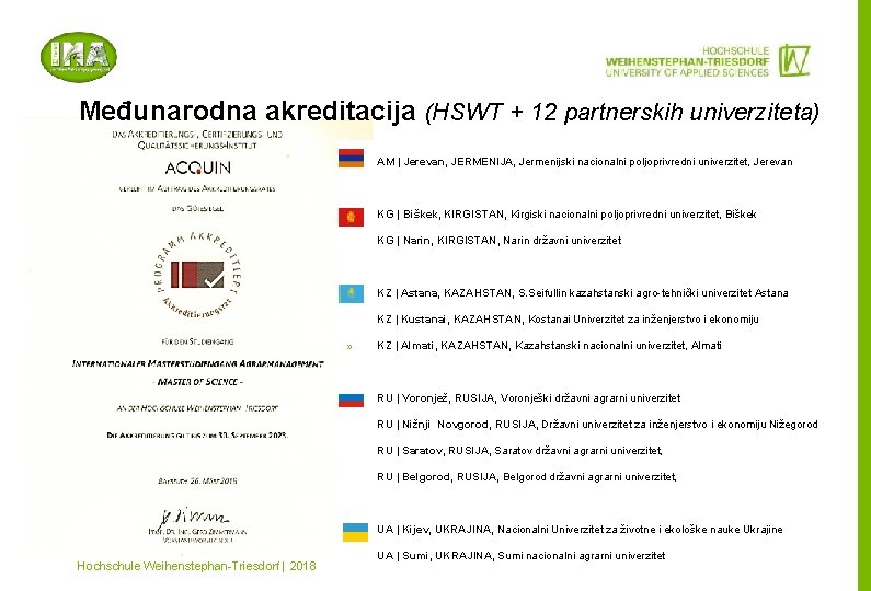 Međunarodna akreditacija (HSWT + 12 partnerskih univerziteta) » AM | Jerevan, JERMENIJA, Jermenijski nacionalni