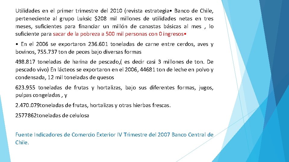 Utilidades en el primer trimestre del 2010 (revista estrategia • Banco de Chile, perteneciente