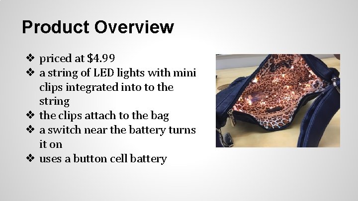 Product Overview ❖ priced at $4. 99 ❖ a string of LED lights with