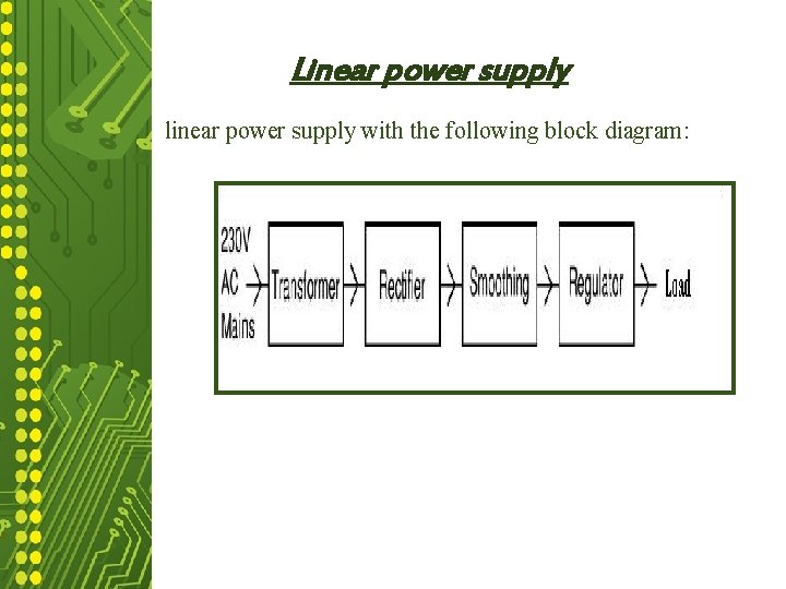 Linear power supply linear power supply with the following block diagram: 