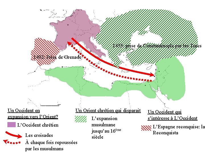 1453: prise de Constantinople par les Turcs 1492: Prise de Grenade Un Occident en