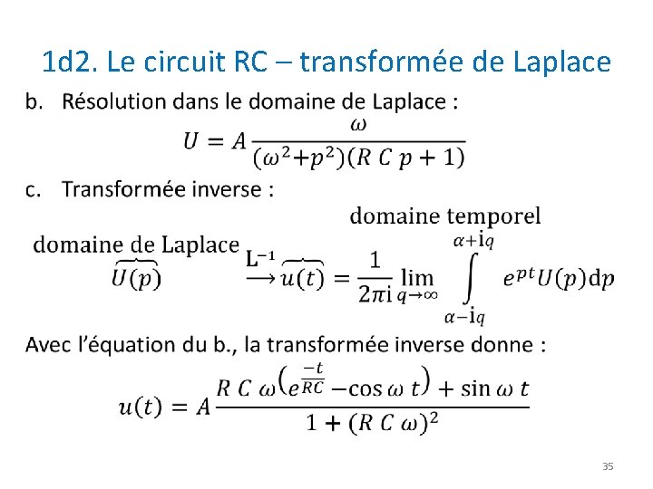 1 d 2. Le circuit RC – transformée de Laplace • 35 