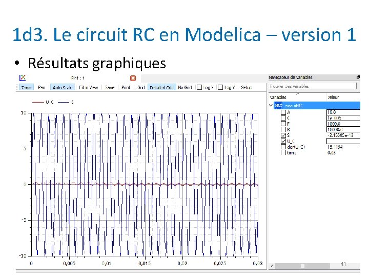 1 d 3. Le circuit RC en Modelica – version 1 • Résultats graphiques