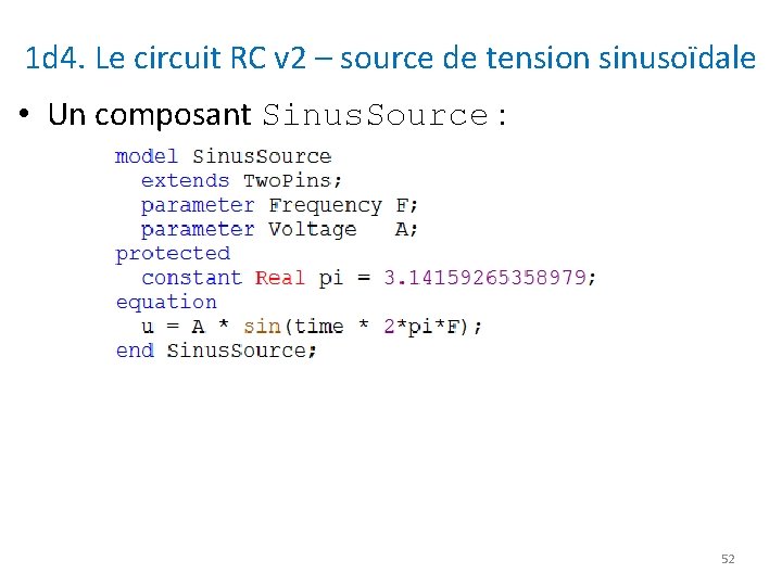 1 d 4. Le circuit RC v 2 – source de tension sinusoïdale •