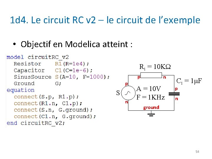 1 d 4. Le circuit RC v 2 – le circuit de l’exemple •