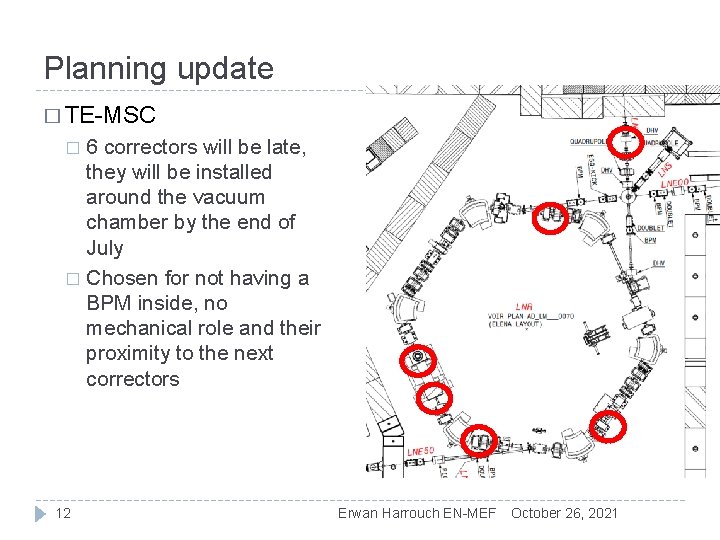 Planning update � TE-MSC 6 correctors will be late, they will be installed around