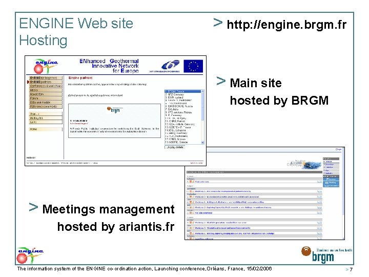 Html Executive Engine The information system of the ENGINE coordination action