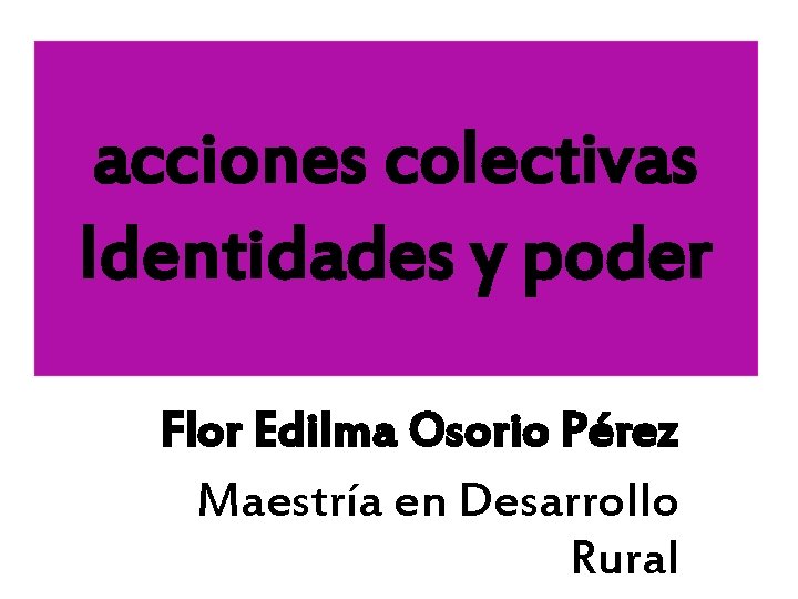 acciones colectivas Identidades y poder Flor Edilma Osorio Pérez Maestría en Desarrollo Rural 