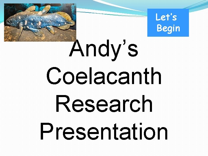 Let’s Begin Andy’s Coelacanth Research Presentation 