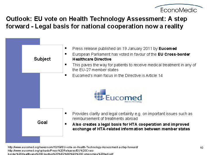 Outlook: EU vote on Health Technology Assessment: A step forward - Legal basis for