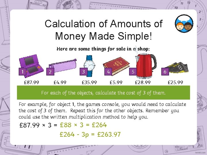 Money Calculation Example Calculation of Amounts of Money Made Simple Think