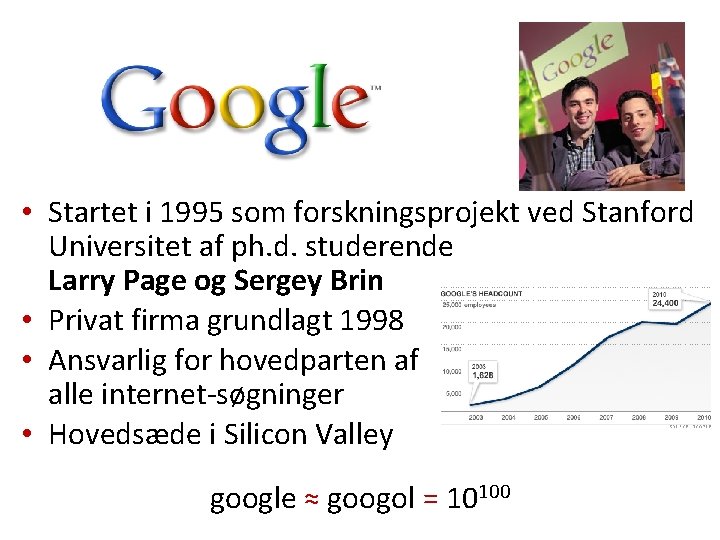  • Startet i 1995 som forskningsprojekt ved Stanford Universitet af ph. d. studerende