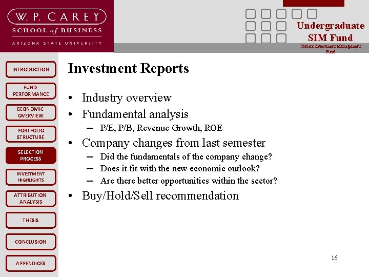 Undergraduate SIM Fund Student Investment Management Fund INTRODUCTION FUND PERFORMANCE ECONOMIC OVERVIEW PORTFOLIO STRUCTURE