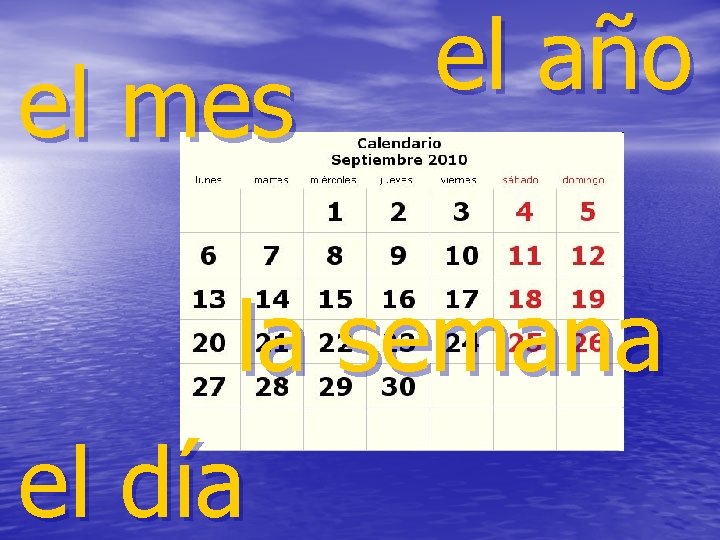 el mes el año la semana el día 