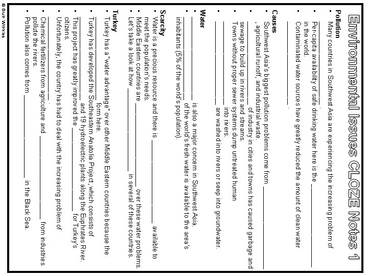 Environmental Issues CLOZE Notes 1 Pollution • Many countries in Southwest Asia are experiencing