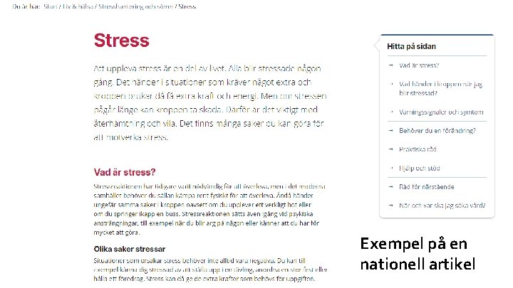 DIGITALISERINGSENHETEN Exempel på en nationell artikel 