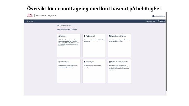 Översikt för en mottagning med kort baserat på behörighet DIGITALISERINGSENHETEN 