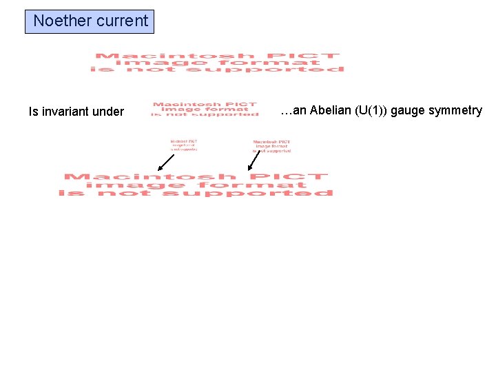 Noether current Is invariant under …an Abelian (U(1)) gauge symmetry 