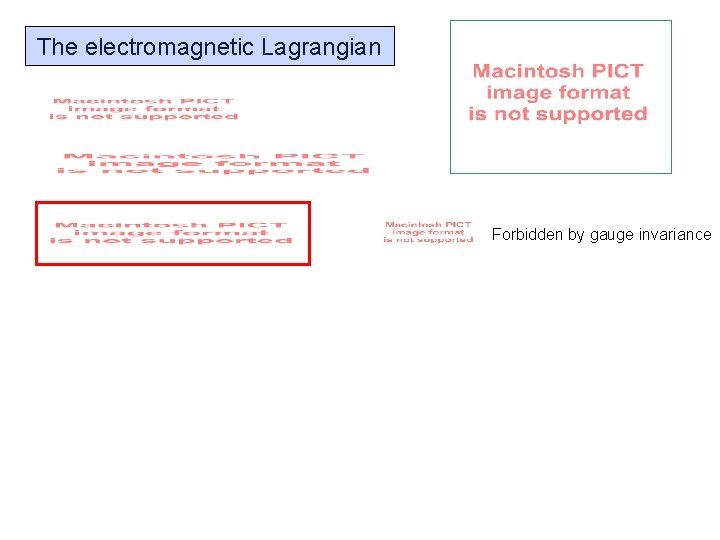 The electromagnetic Lagrangian Forbidden by gauge invariance 