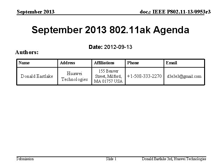 September 2013 doc. : IEEE P 802. 11 -13/0953 r 3 September 2013 802.