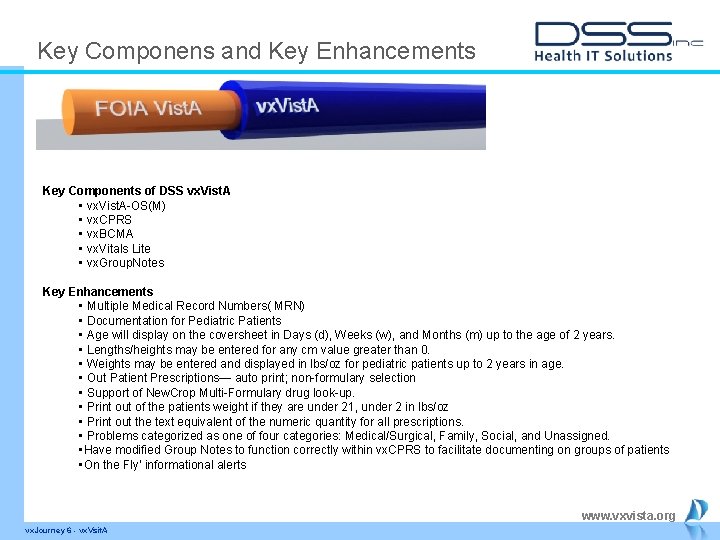 Key Componens and Key Enhancements Key Components of DSS vx. Vist. A • vx.