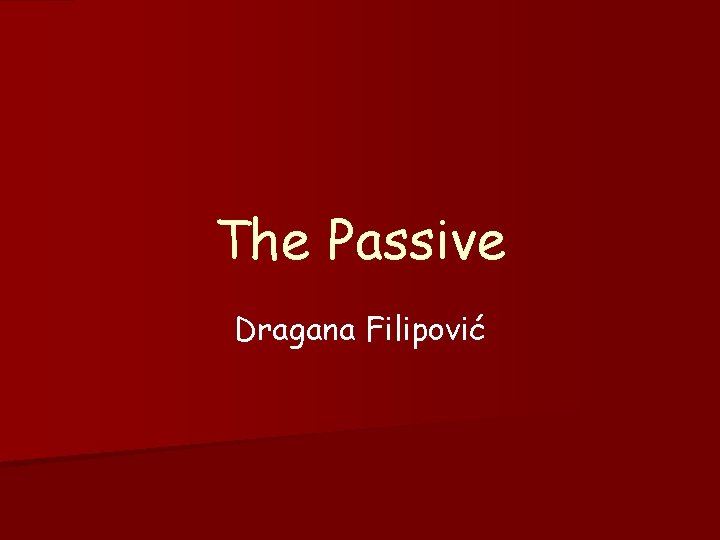 The Passive Dragana Filipović 