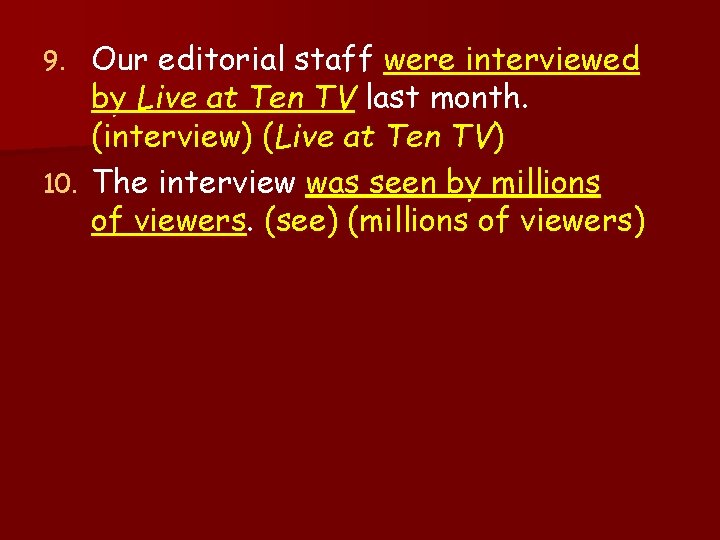 Our editorial staff were interviewed by Live at Ten TV last month. (interview) (Live