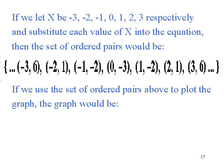 If we let X be -3, -2, -1, 0, 1, 2, 3 respectively and