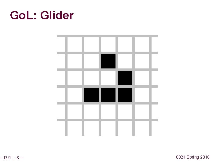 Go. L: Glider – R 9 : : 6 – 0024 Spring 2010 