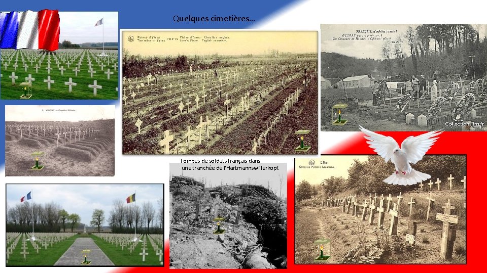 Quelques cimetières… Tombes de soldats français dans une tranchée de l'Hartmannswillerkopf. 