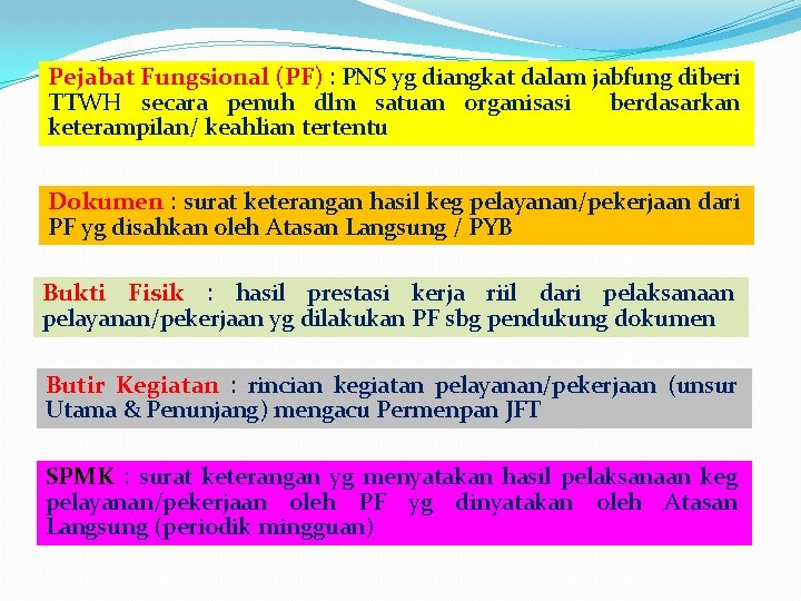 Pejabat Fungsional (PF) : PNS yg diangkat dalam jabfung diberi TTWH secara penuh dlm