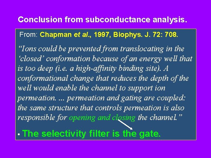 Conclusion from subconductance analysis. From: Chapman et al. , 1997, Biophys. J. 72: 708.