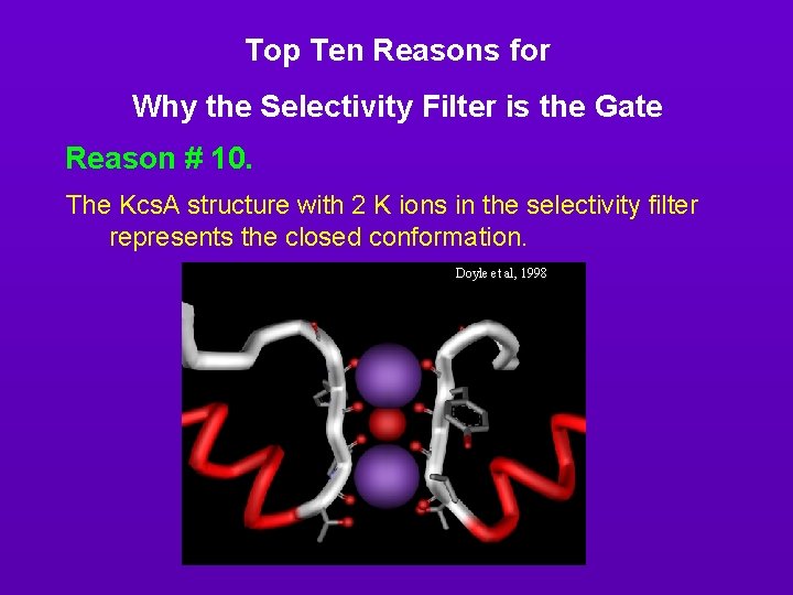 Top Ten Reasons for Why the Selectivity Filter is the Gate Reason # 10.