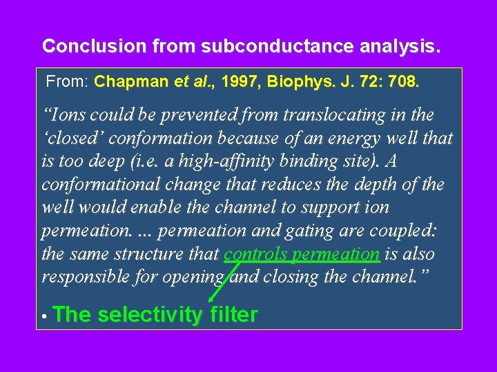 Conclusion from subconductance analysis. From: Chapman et al. , 1997, Biophys. J. 72: 708.