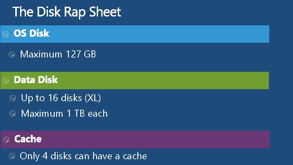 Maximum 127 GB Up to 16 disks (XL) Maximum 1 TB each Only 4