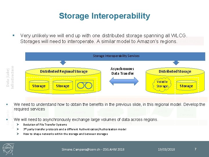 Storage Interoperability § Very unlikely we will end up with one distributed storage spanning