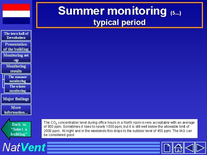 Summer monitoring (5. . . ) typical period The town hall of Zevenhuizen Presentation