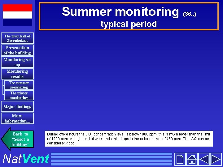 Summer monitoring (36. . ) typical period The town hall of Zevenhuizen Presentation of