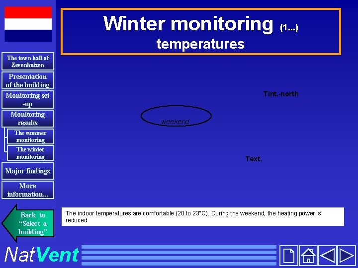 Winter monitoring (1. . . ) temperatures The town hall of Zevenhuizen Presentation of