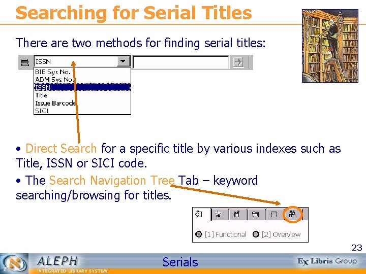 Searching for Serial Titles There are two methods for finding serial titles: • Direct