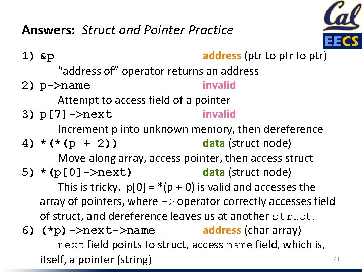 Answers: Struct and Pointer Practice address (ptr to ptr) “address of” operator returns an Answers: Struct and Pointer Practice address (ptr to ptr) “address of” operator returns an