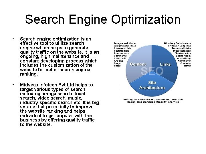 Search Engine Optimization • Search engine optimization is an effective tool to utilize search