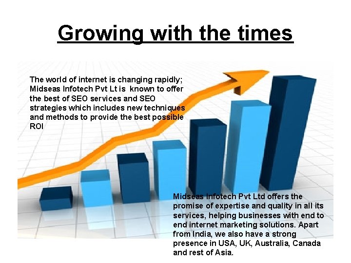 Growing with the times The world of internet is changing rapidly; Midseas Infotech Pvt