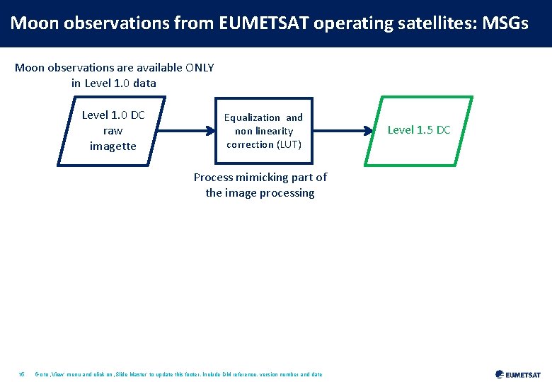 Moon observations from EUMETSAT operating satellites: MSGs Moon observations are available ONLY in Level