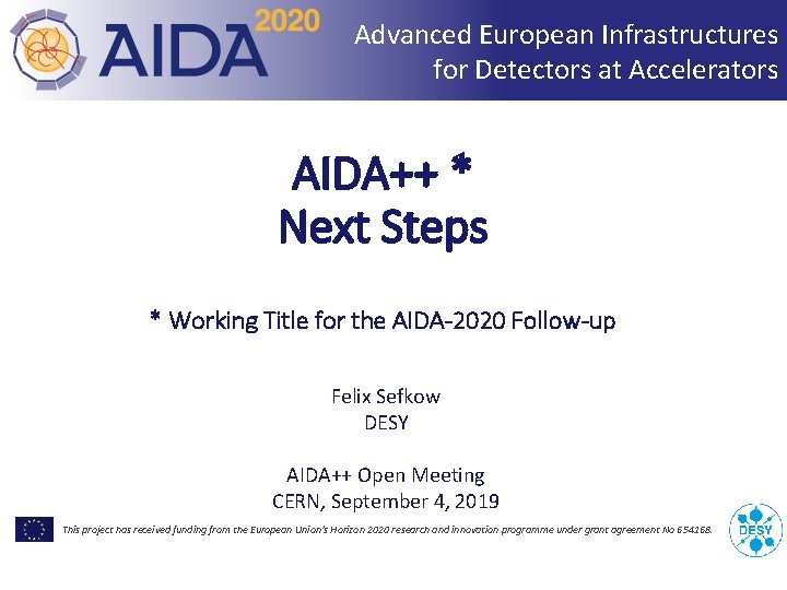 Advanced European Infrastructures for Detectors at Accelerators AIDA++ * Next Steps * Working Title
