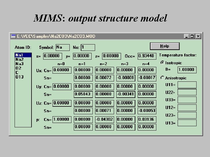 MIMS: output structure model 