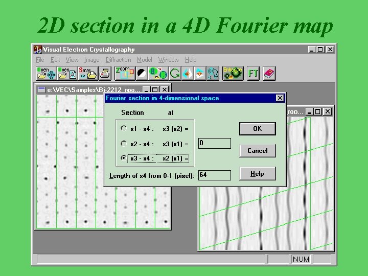2 D section in a 4 D Fourier map 