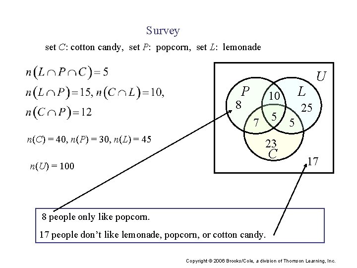 Survey set C: cotton candy, set P: popcorn, set L: lemonade P 5 7