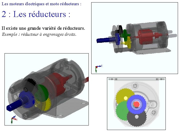 Les moteurs électriques et moto réducteurs : 2 : Les réducteurs : Il existe